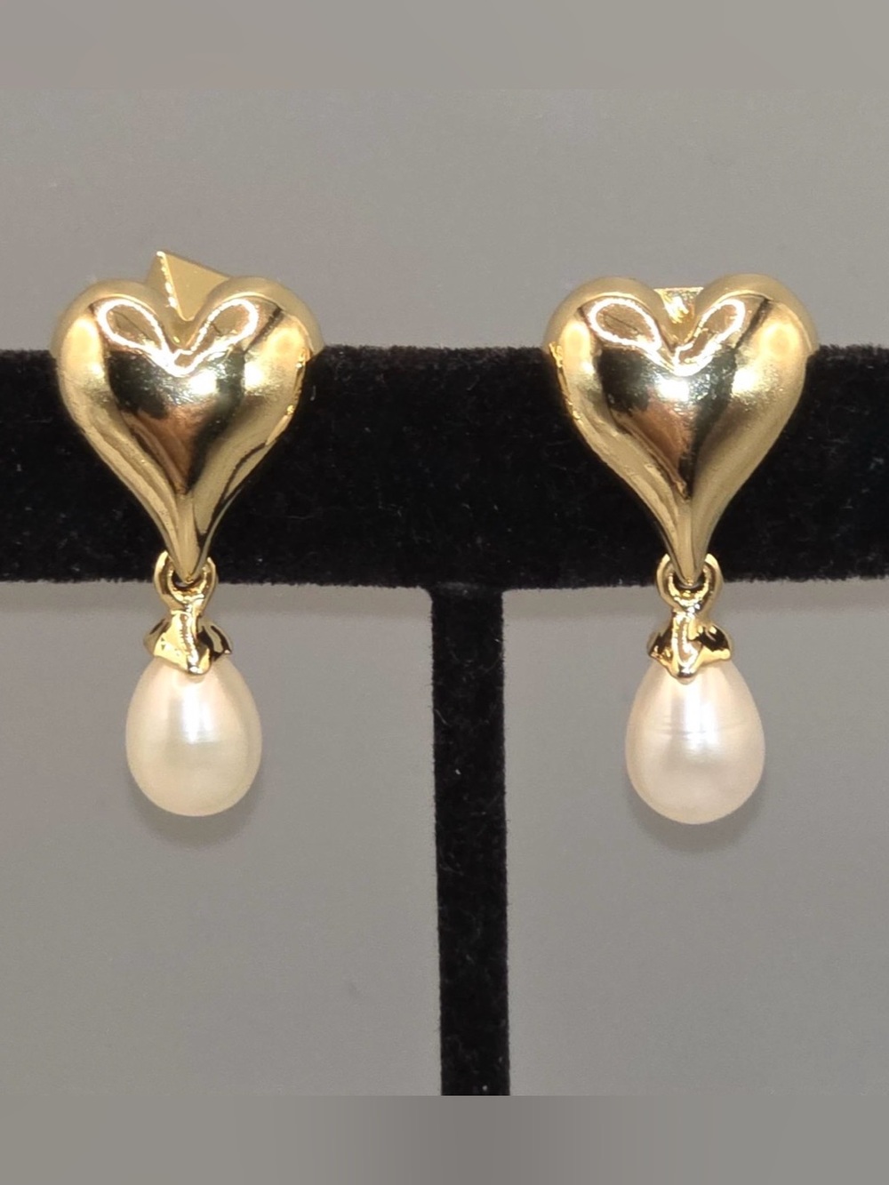 NEW Alexis Bittar Perla Puffy Heart Drop Earrings Genuine Pearl Gold au31